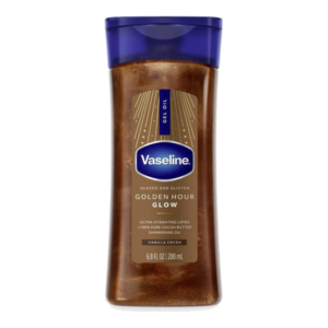 خرید ژل روغن براق‌کننده بدن وازلین مدل Golden Hour Glow Vanilla Cocoa